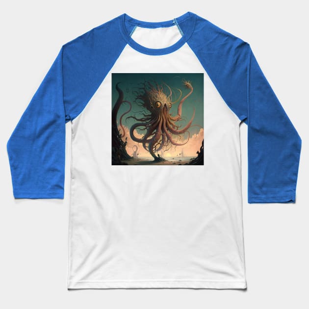 Giant beast at sea Baseball T-Shirt by Aligood